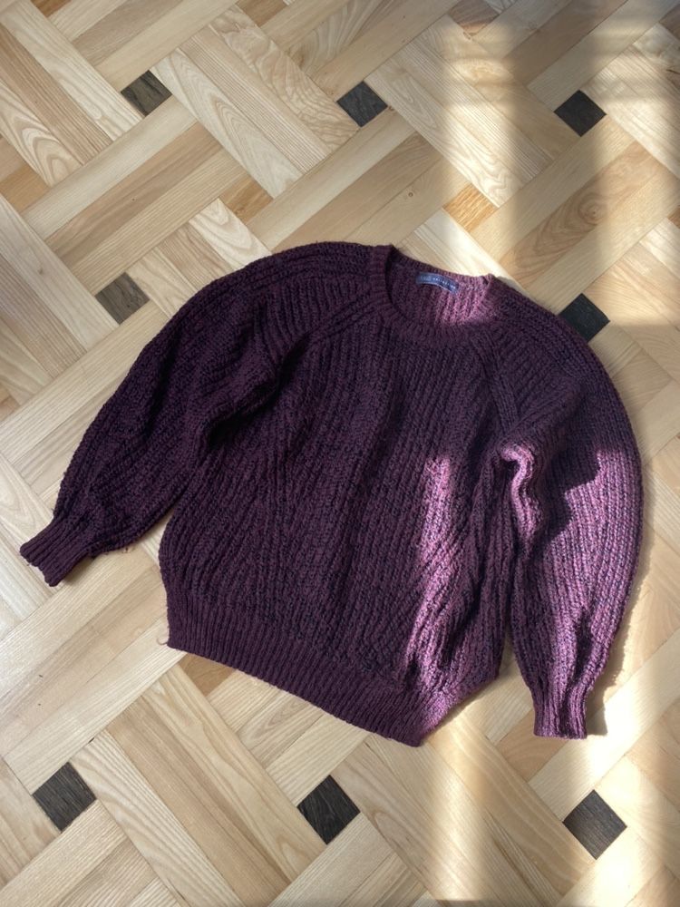 sweter ciepły bordowy długi rękaw Marks&Spencer