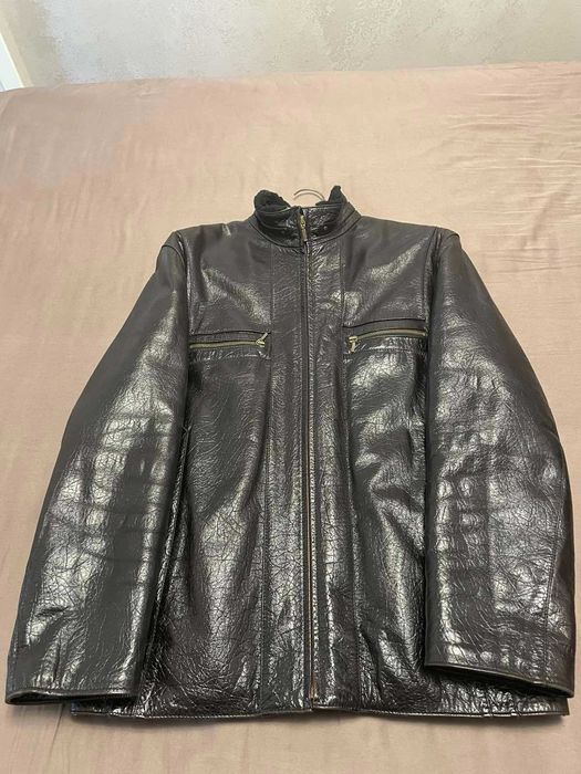 Чоловіча шкіряна зимова куртка