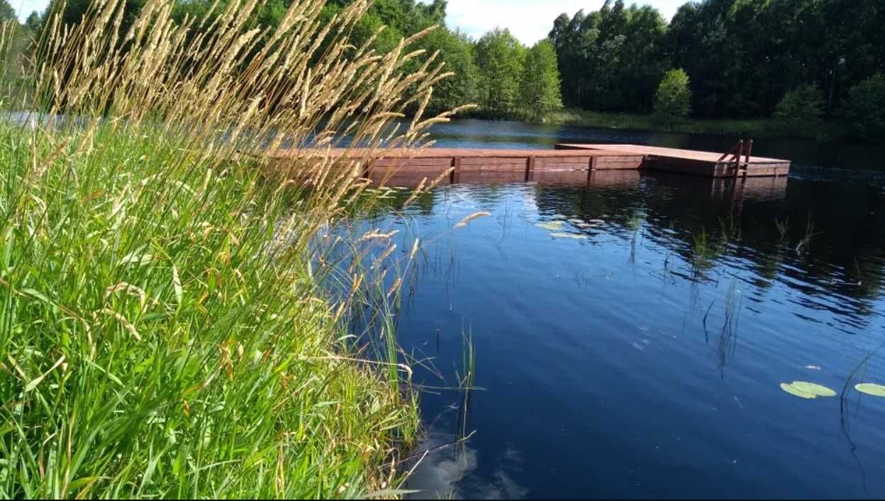 Pomost pływający, tratwa, pomost modułowy, modrzew, przystań, kajak