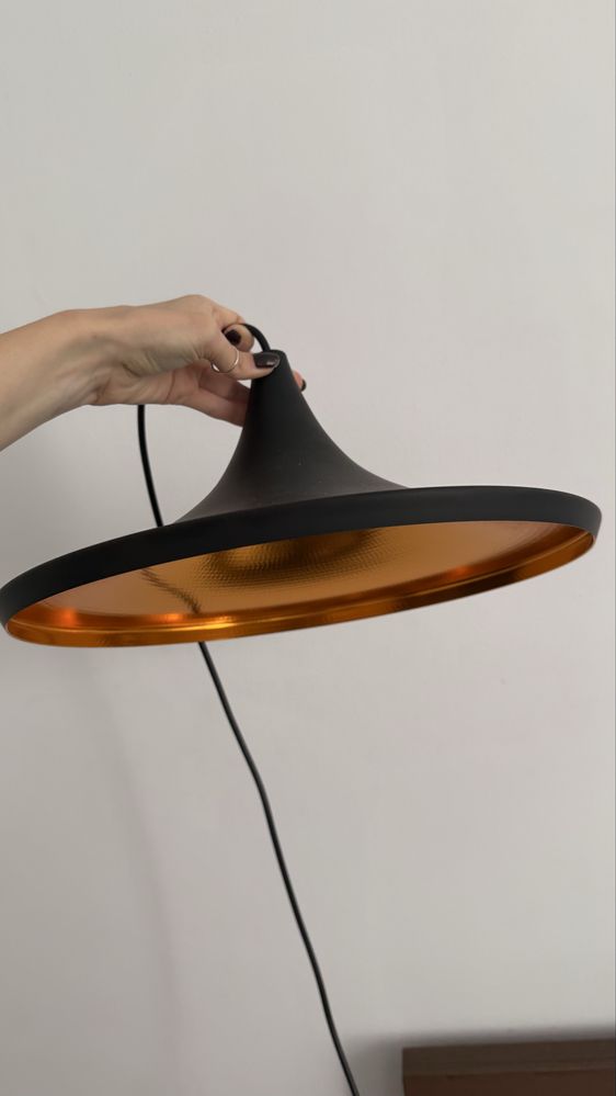 Lampa klosz dzwon miedziana czarna design