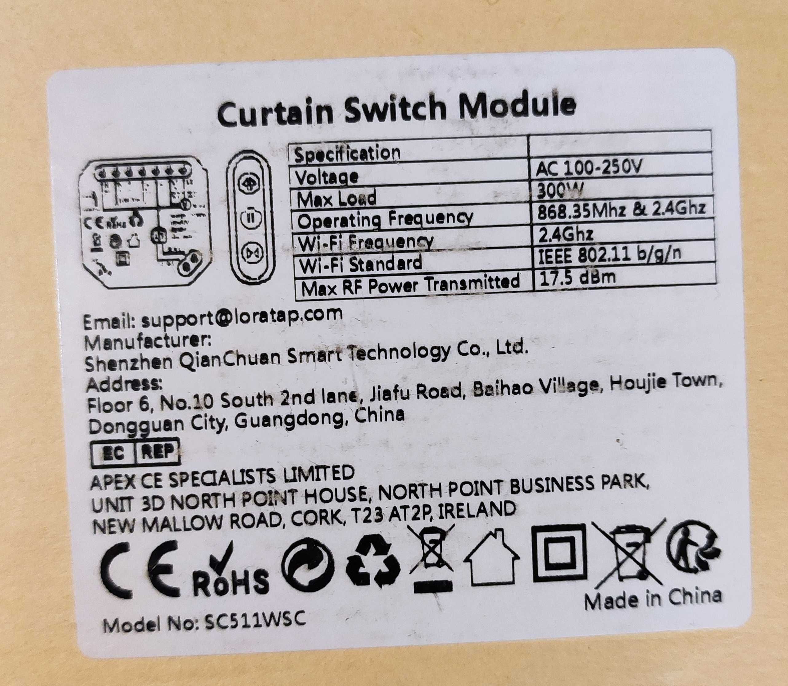 Sterownik rolet LoraTap Tuya Wifi + pilot 868MHz