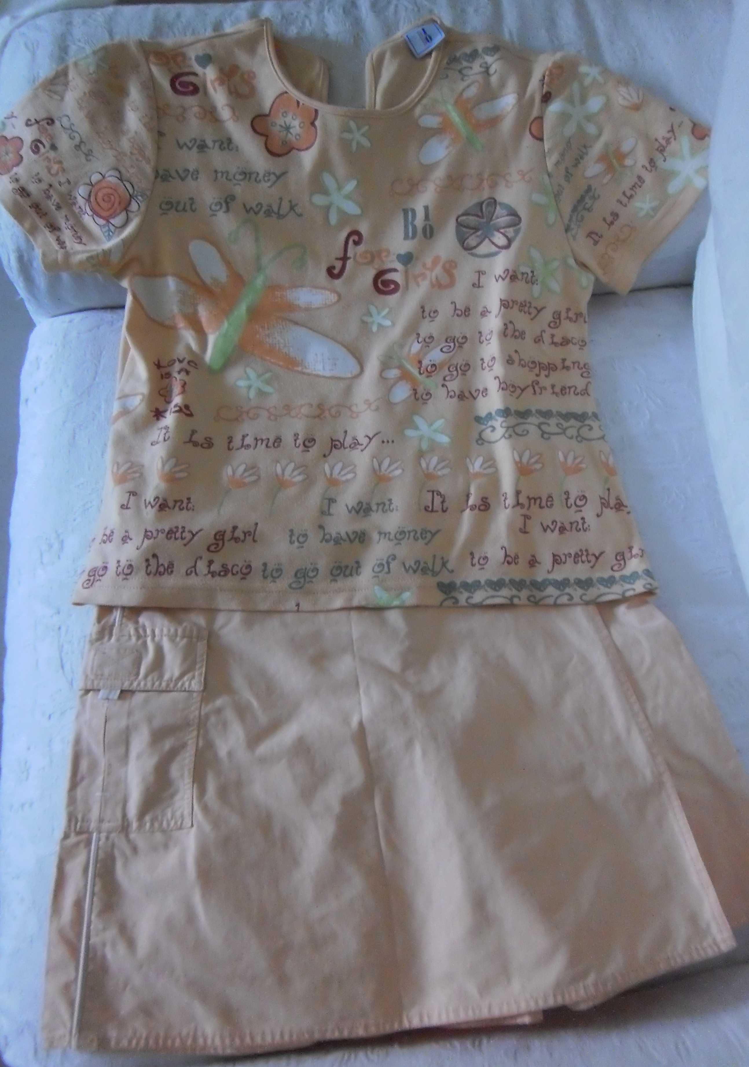 Conjunto 2 peças de Verão p/ menina 12 Anos: Saia Calção + t-shirt