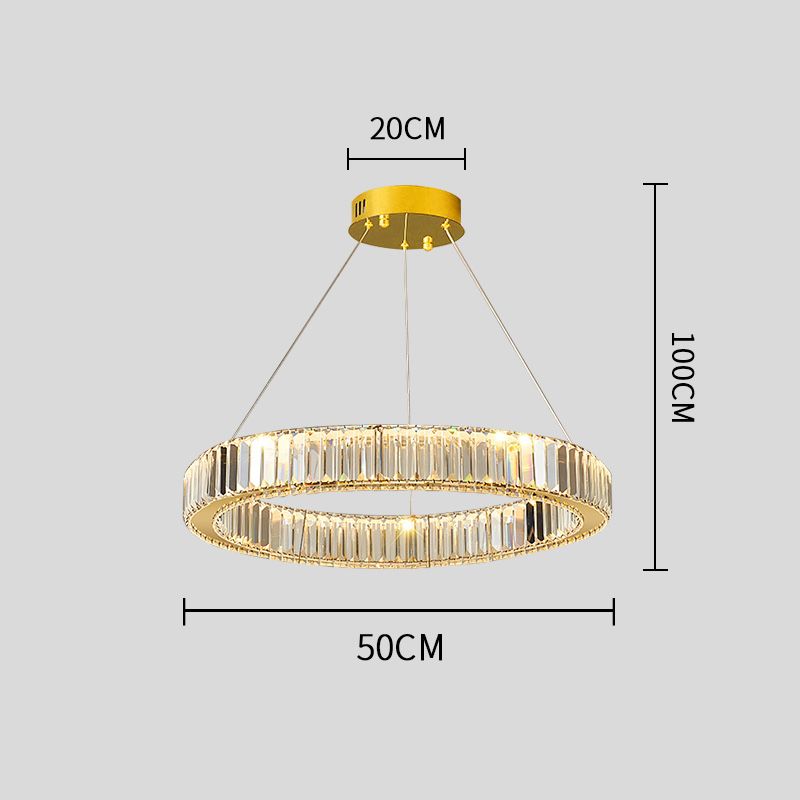 Kryształowy żyrandol LED pierścień ring Ø50 cm złoty