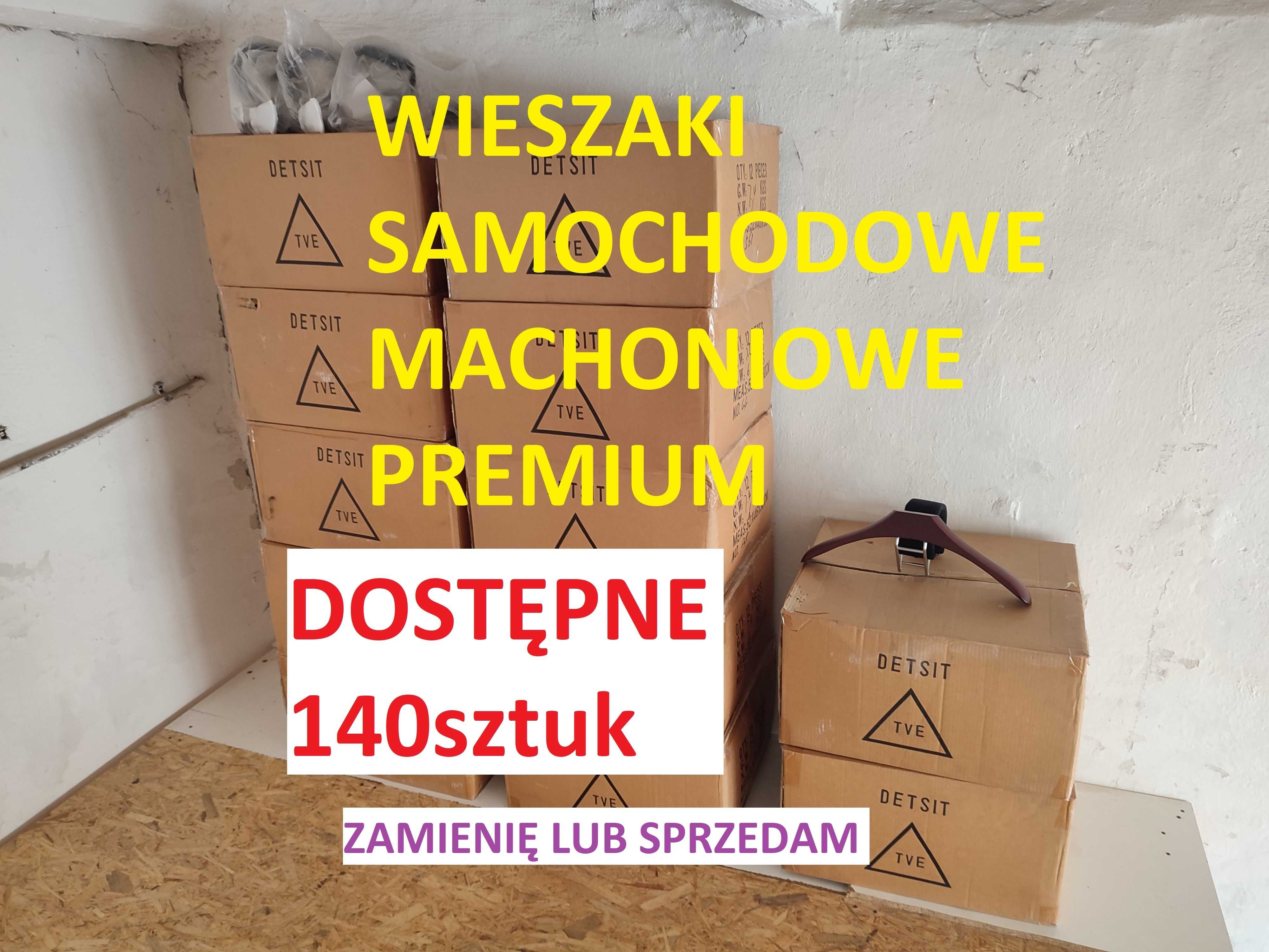 Wieszaki Mahoniowe Drewniane Samochodowe na ubrania 140 sztuk ZAMIENIĘ