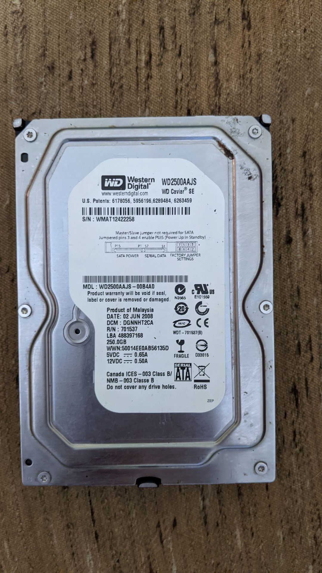 Жёсткий диск Western Digital 250gb 3.5