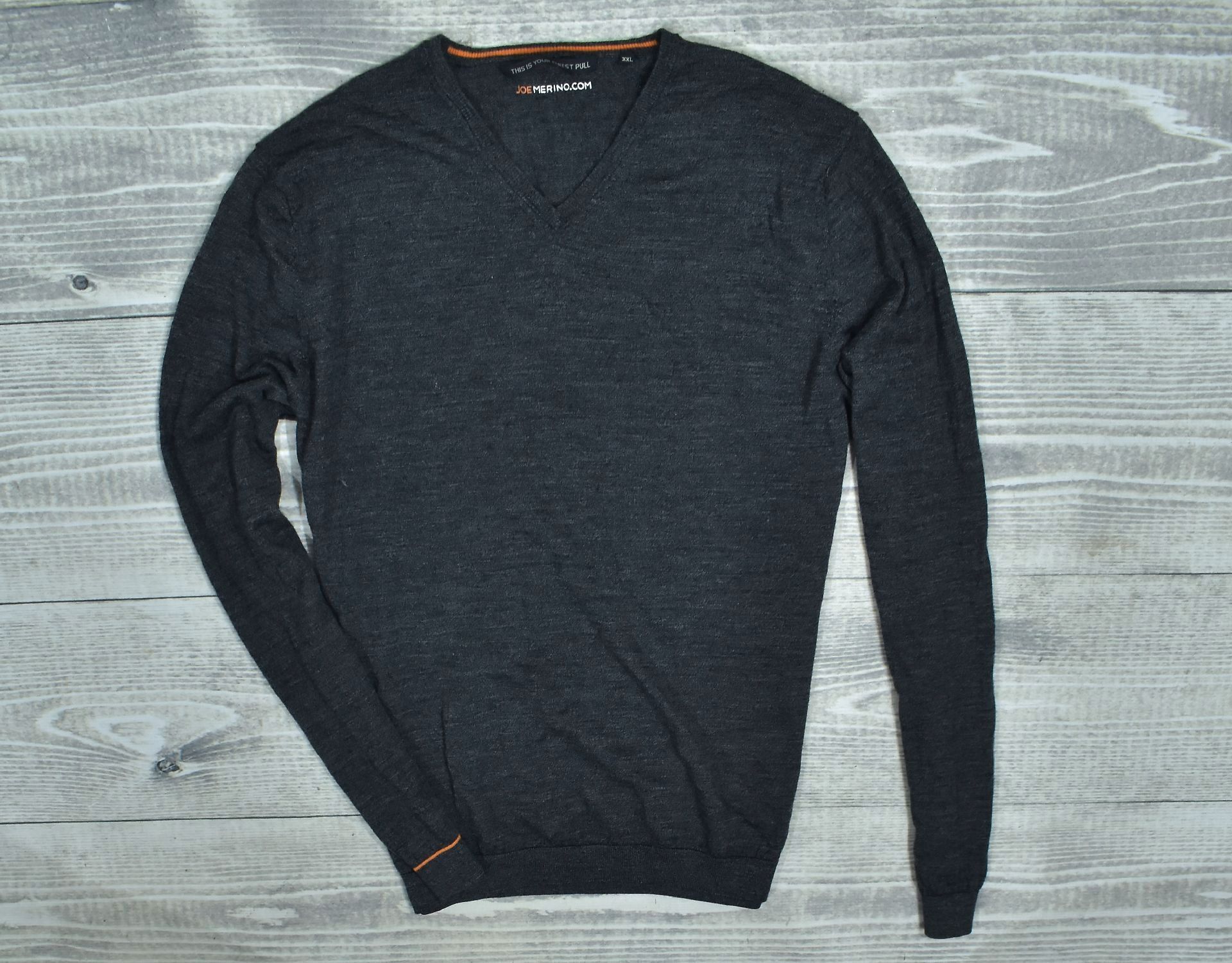 Joemerino Wełniany Sweter Męski Vneck Xxl