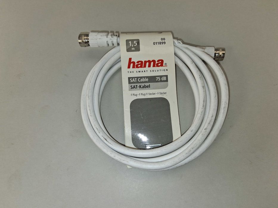 N248 Kabel SAT 1,5m Antenowy HAMA Biały Wtyk F 75 dB Koaksjalny