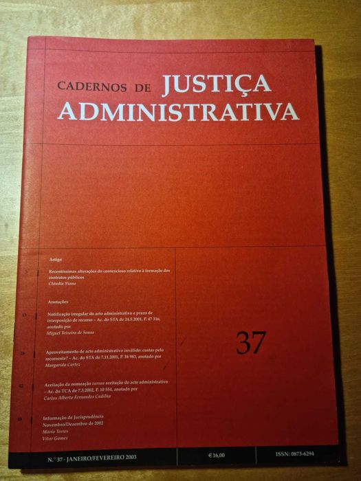 Cadernos de Justiça Administrativa n.º 31 e 37