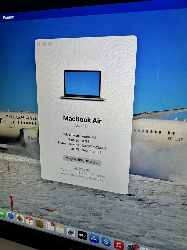 Apple Macbook air M1 ssd 256gb 8gb spacegrey a2337