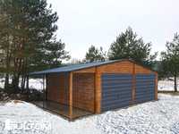 Garaż blaszany drewnopodobny z wiatą konstrukcja z profili GRATIS