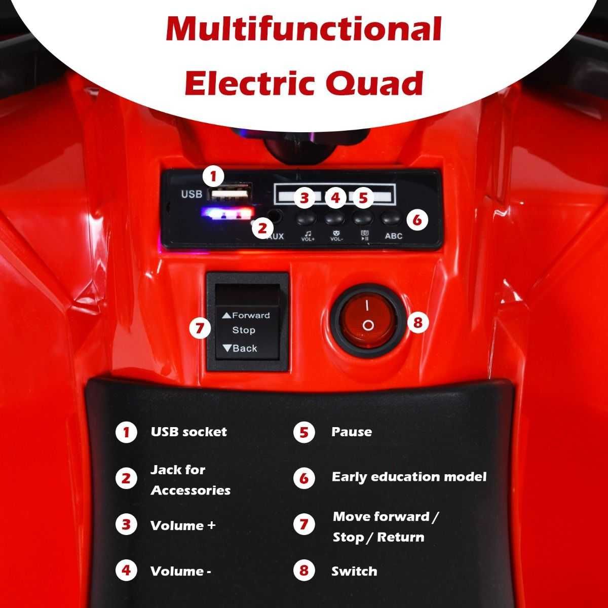 Costway elektryczny quad terenowy dla dzieci z MP3 i USB
