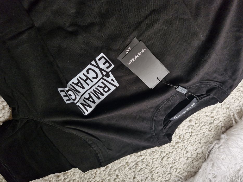 Koszulka męska tshirt bawełniany bruba solidna Armani AX Xl L s czarna