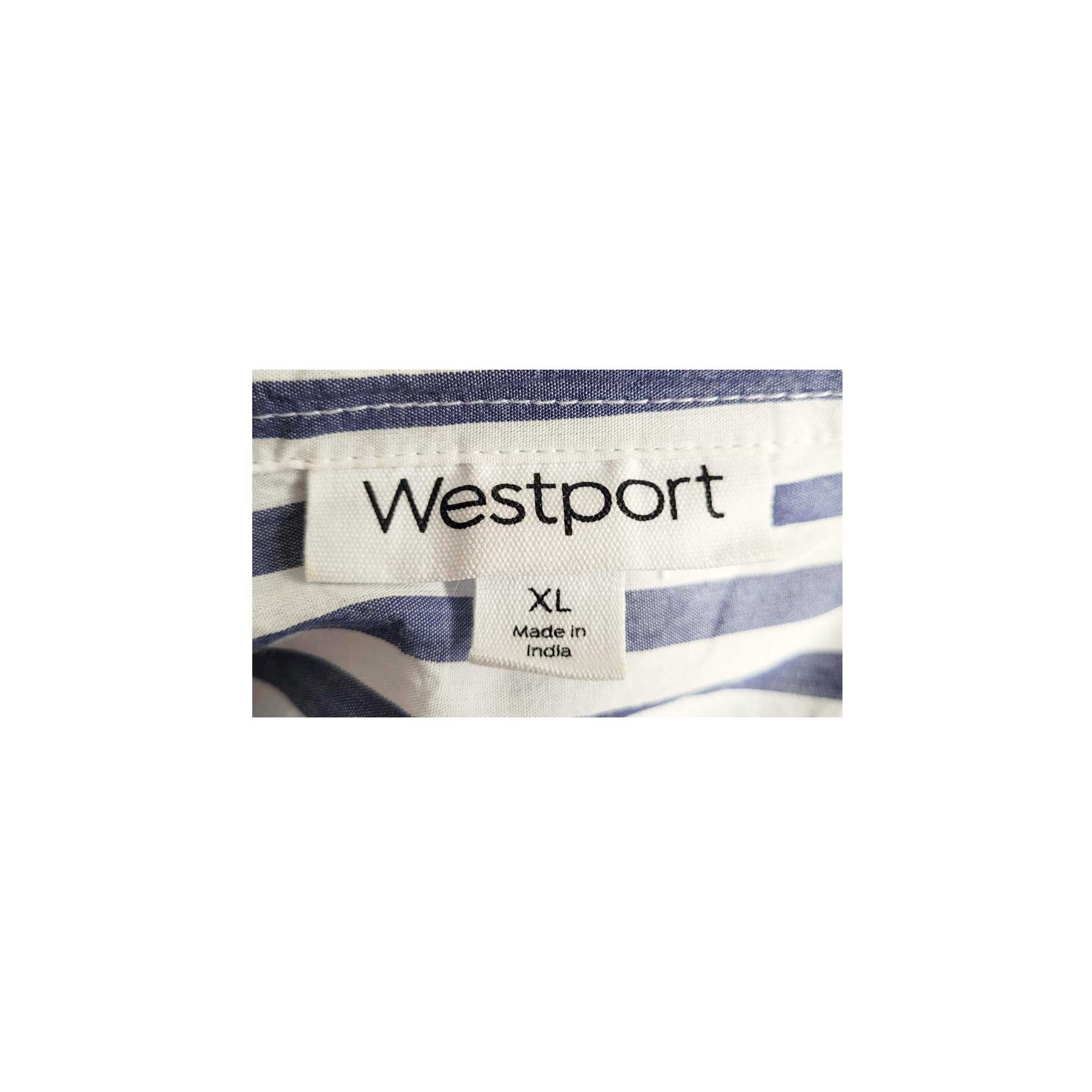 Grantowa biała bluzka koszula damska XL Westport pionowe paski bawełna