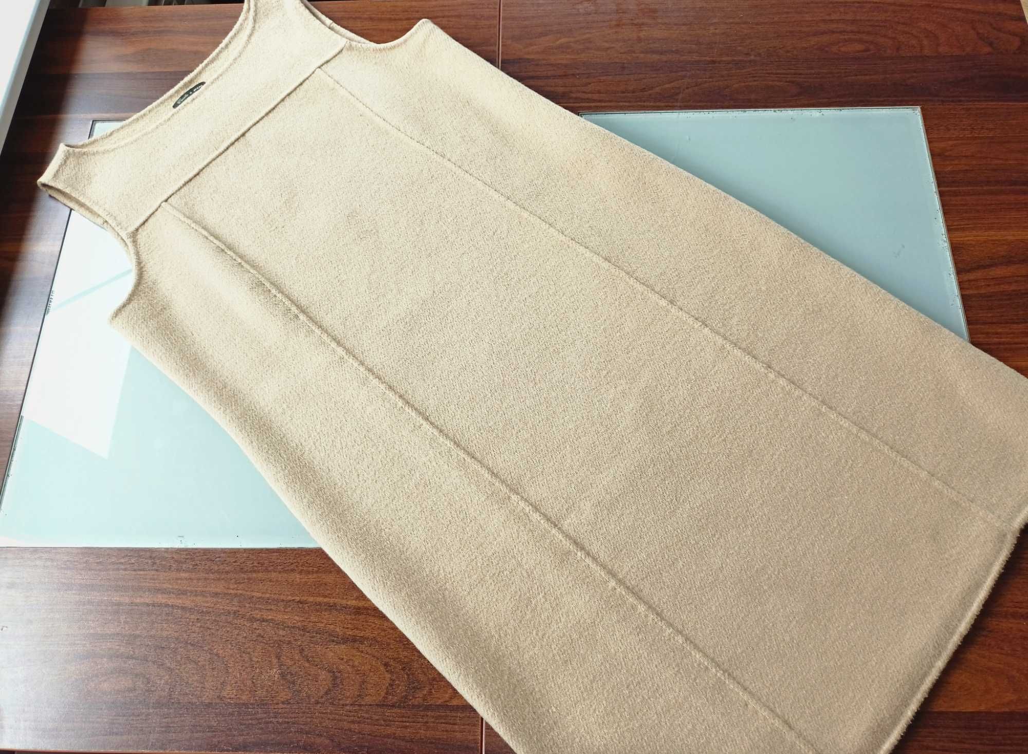 Max Mara kobieca tweedowa sukienka camel 34