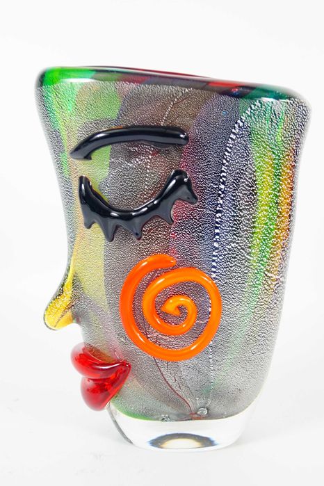Szklany wazon MURANO Style twarz piękne kolory