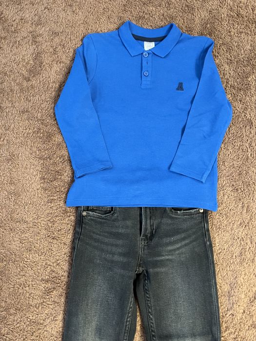Костюм джинсы zara и кофта поло 116;костюм ,джинси чорні,кофта поло