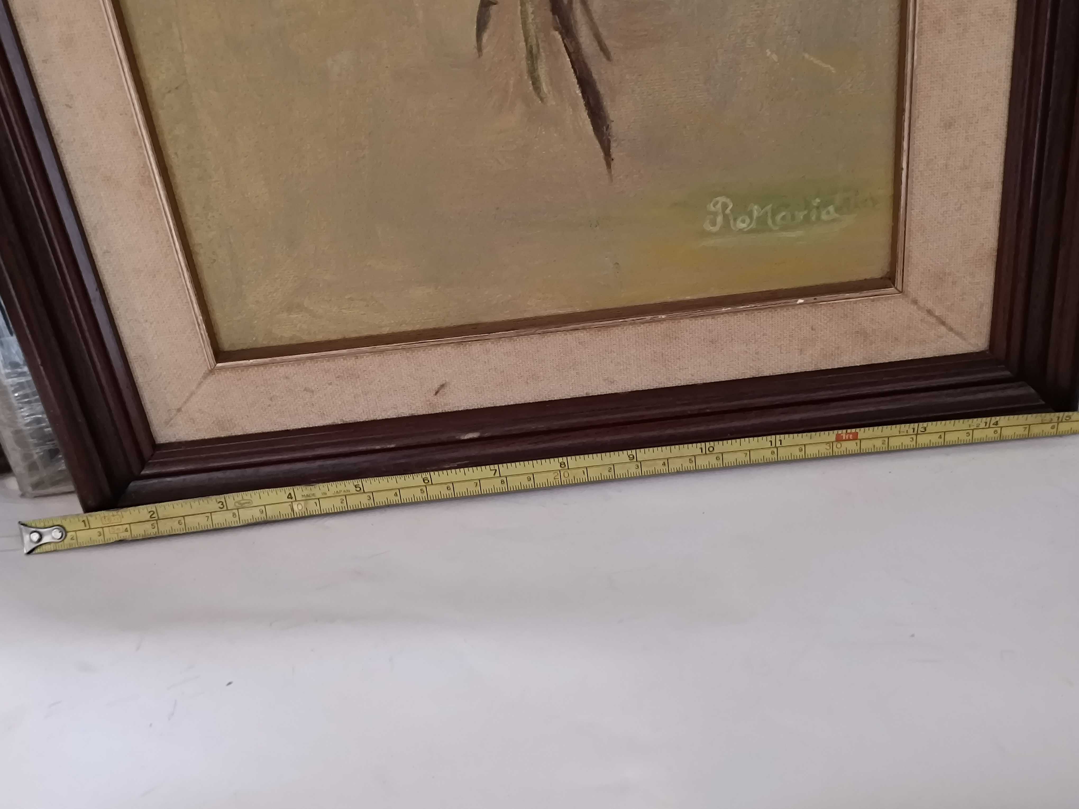 2 Quadros antigos de flores, pintados à mão