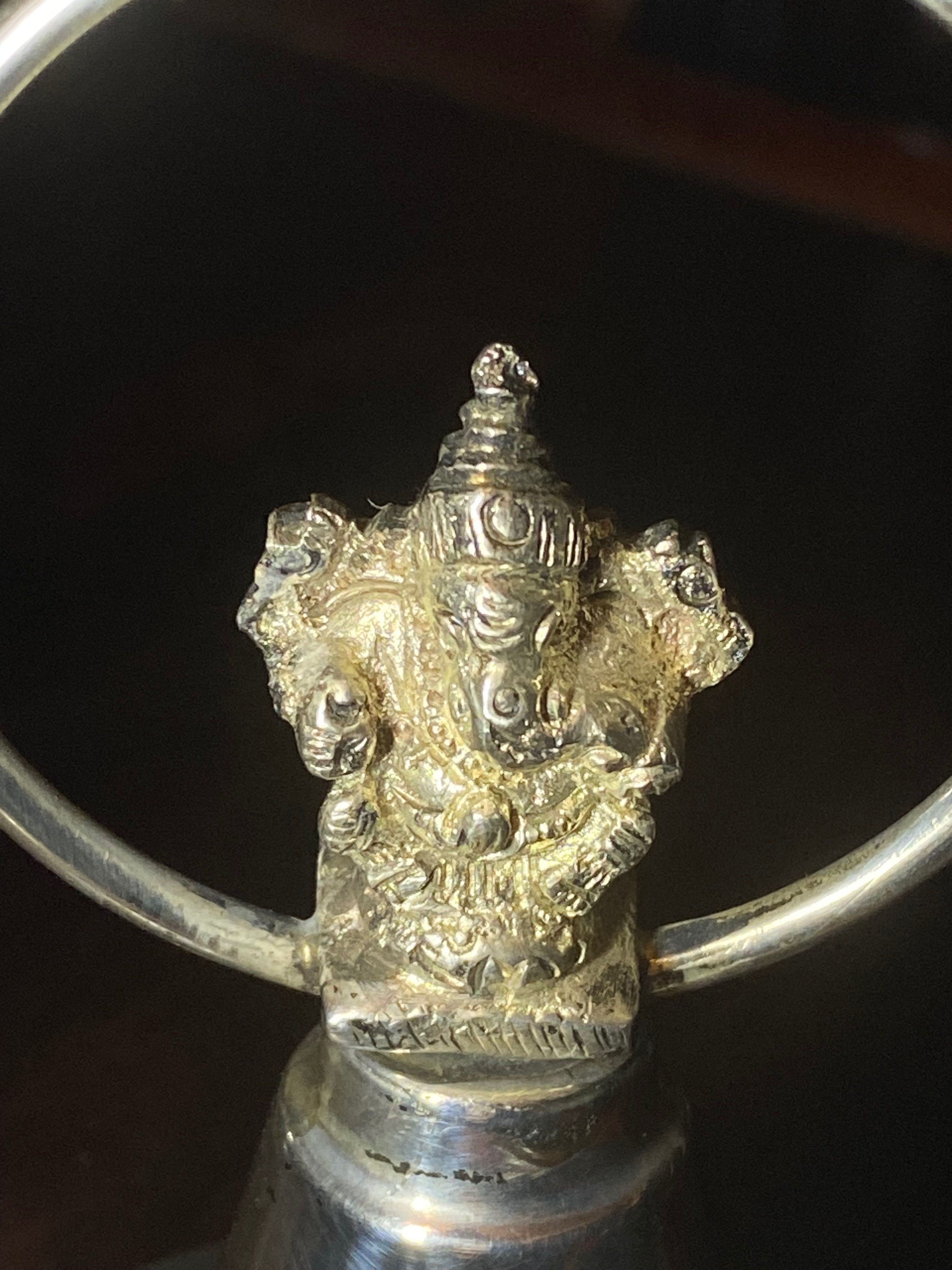 Castiçal Ganesha Prata Inglesa contrastada 16,5 cm Antigo