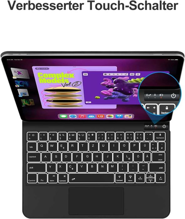 FOGARI etui klawiatura touchpad LED RGB iPad Pro 11 4/3/2 Air 5 Air 4