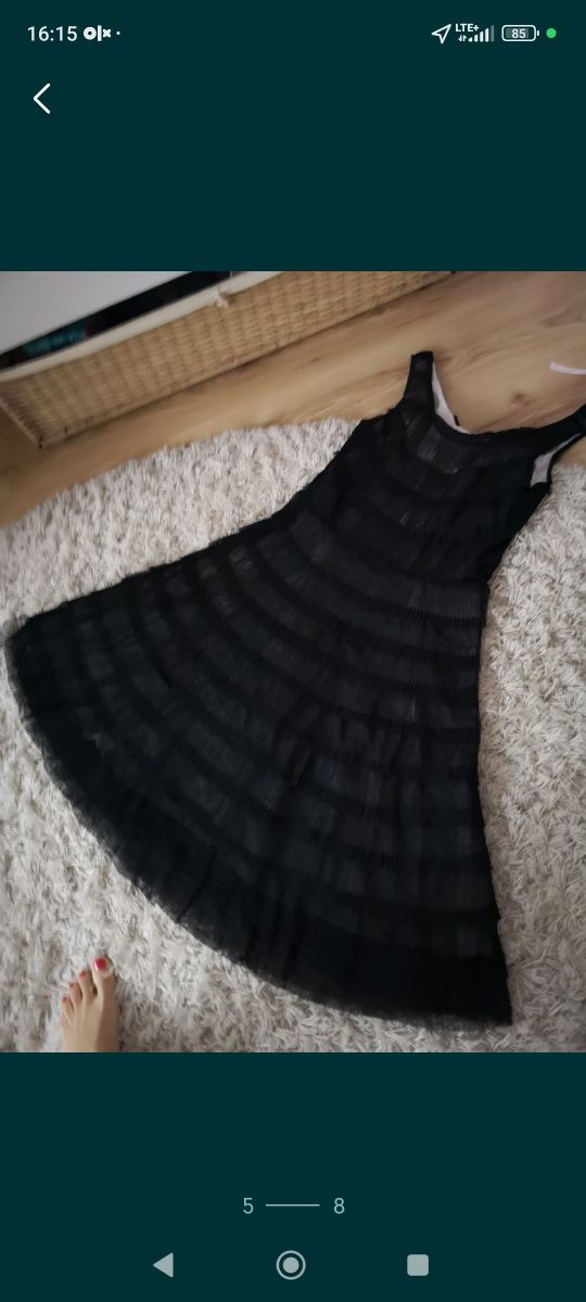 Sukienka czarna z falbanami Solar L