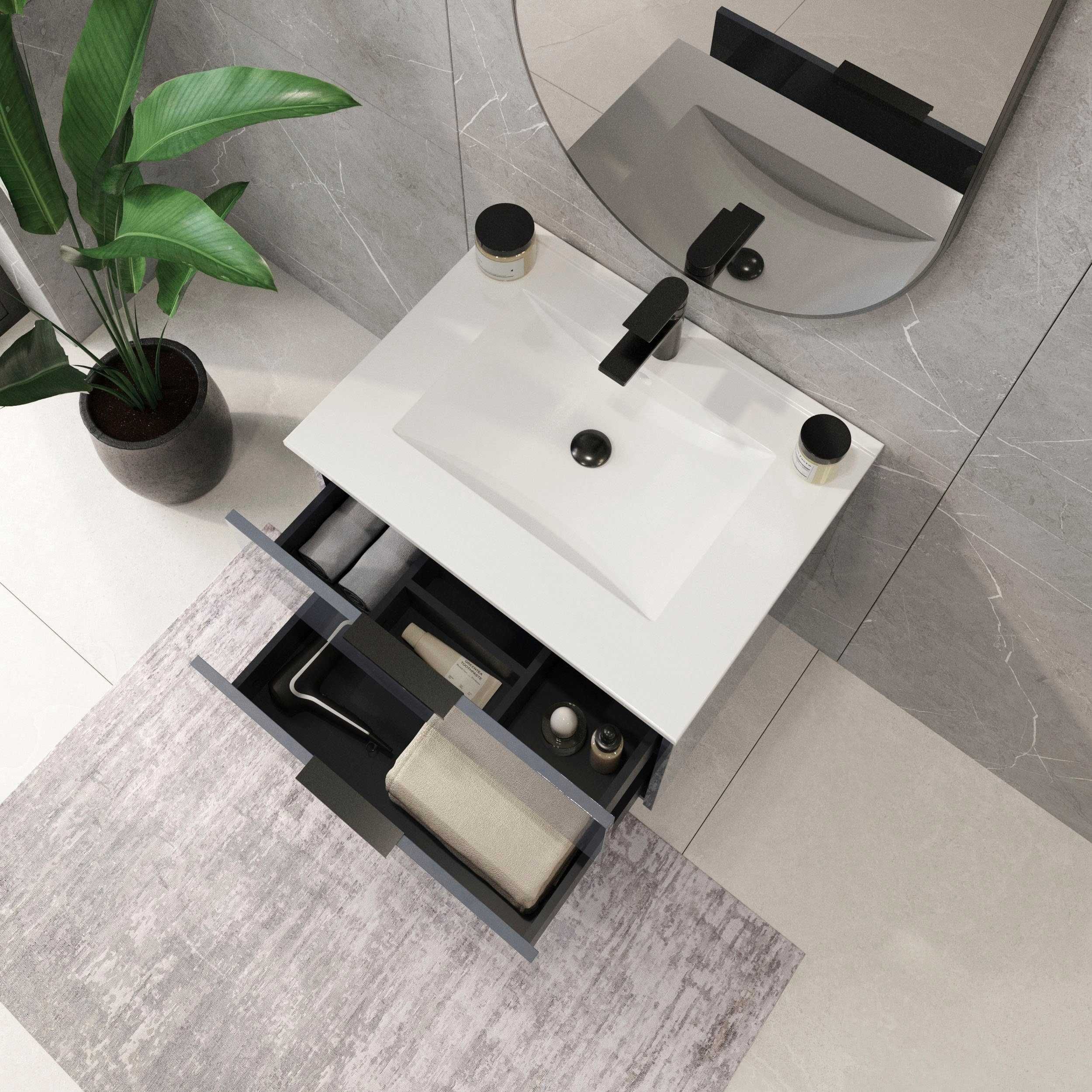 Szafka z umywalką ceramiczną 80x45 NOWA WYSOKA JAKOŚĆ cichy domyk