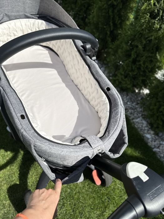 коляска Stokke Xplory V6 меланж cybex з чорною ручкою 2 в 1