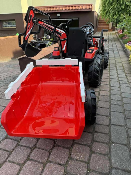TRAKTOR na Akumulator z przyczepką Dla Dzieci 400W 24V Koparka Ciągnik