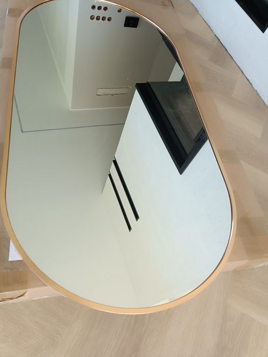 Lustro wiszące owalne złoto szczotkowane 50x100 nowe