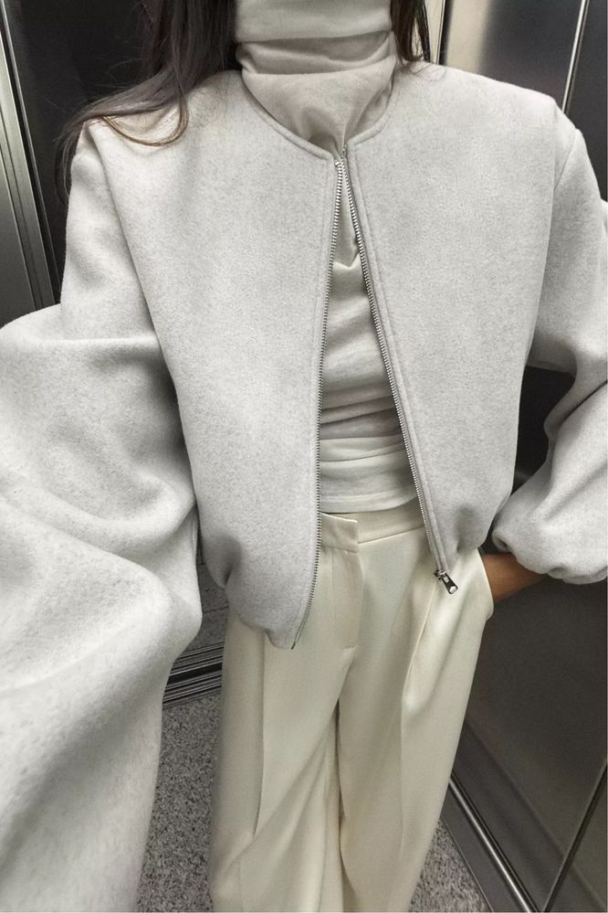 Жіноча куртка бомбер з еластичною окантовкою знизу Zara розмір L XL 2X