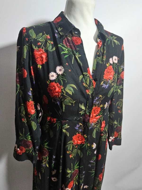 elegancka maxi sukienka koszulowa 100 % wiskoza Zara Woman premium S