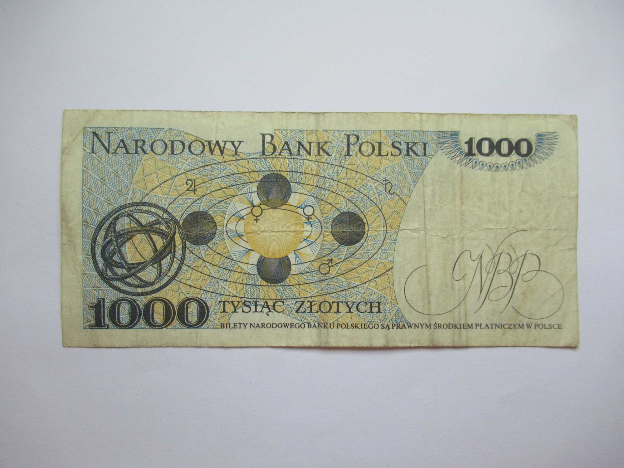 Banknot 1000 Złotych 1982 r.Mikołaj Kopernik