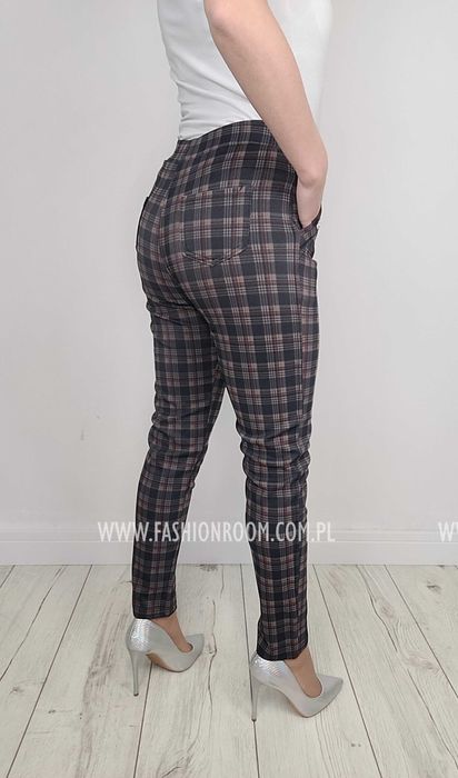 S-6XL Spodnie cygaretki w kratkę damskie eleganckie PLUS SIZE TU L/XL