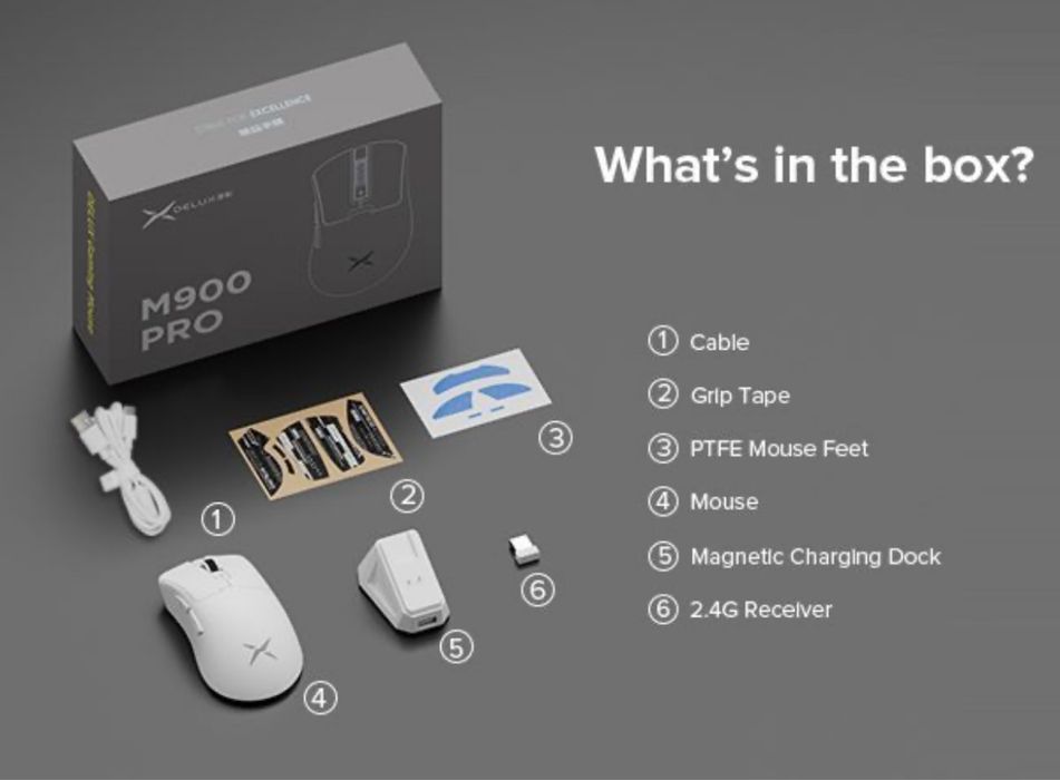 Ігрова мишка Delux M900PRO для пк, бездротова, PAW3395, 8000 Гц