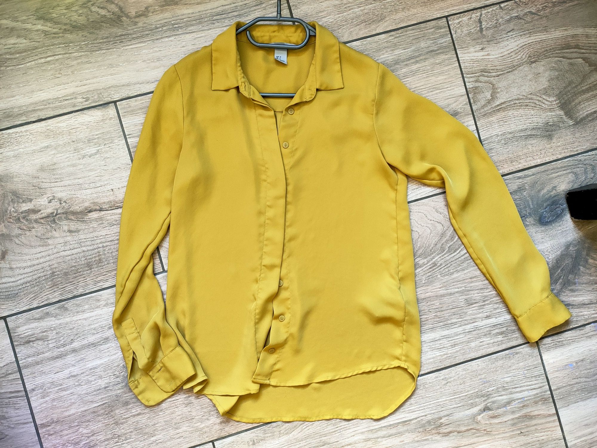 Musztardowa damska koszula 34 h&m