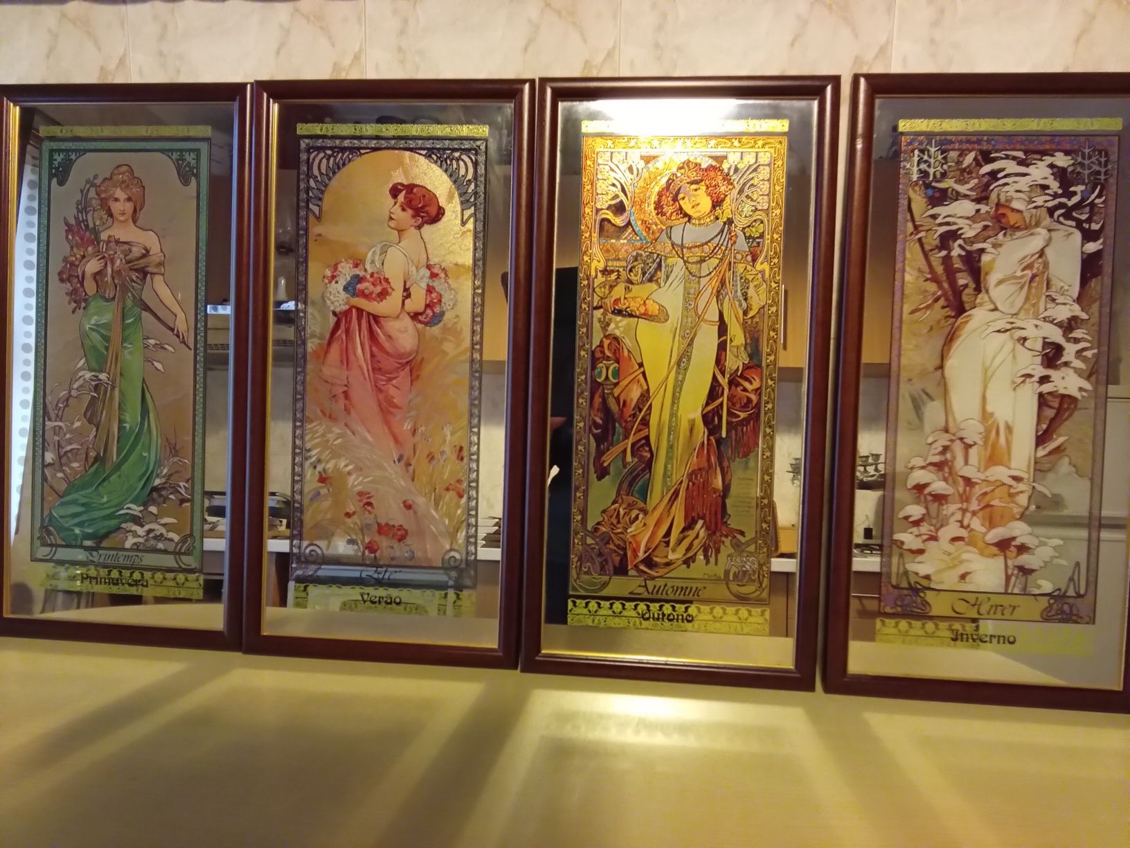 Conjunto 4 Quadros/Espelho Vintage - Estações