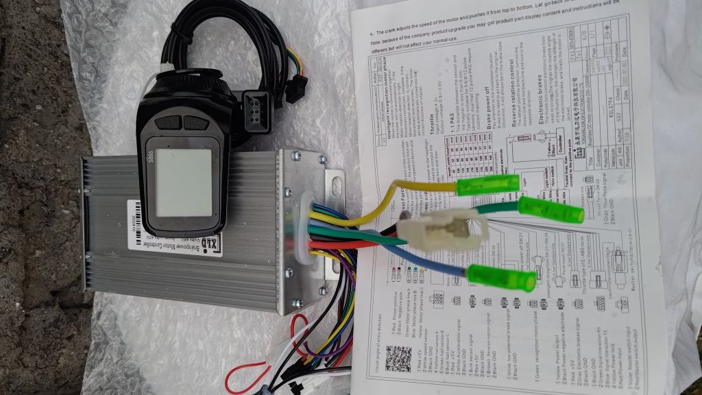 Sterownik+wyświetlacz z manetką 24V36V48V52V60V 500W-1200W 28A Nowe