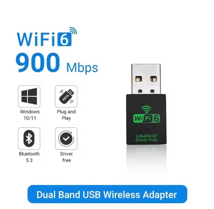ТОП! USB WiFi6 2.4/5Ghz Bluetooth 5.3 адаптер