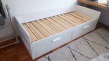 Cama indiv/dupla c/ 2gavetas/2colchões, branco/Ågotnes