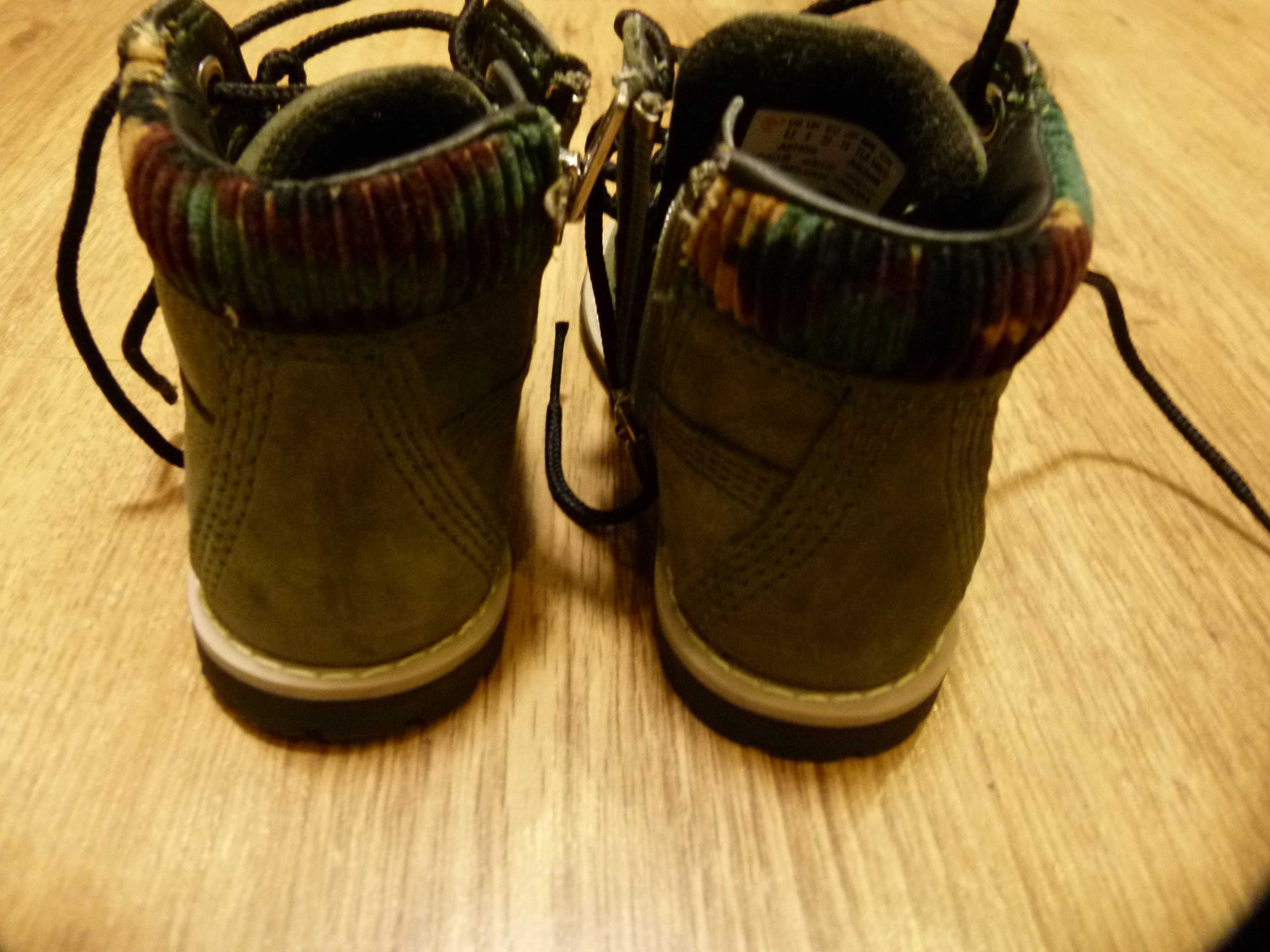rozm 23 Timberland buty trapery zielone khaki zamszowe chłopięce