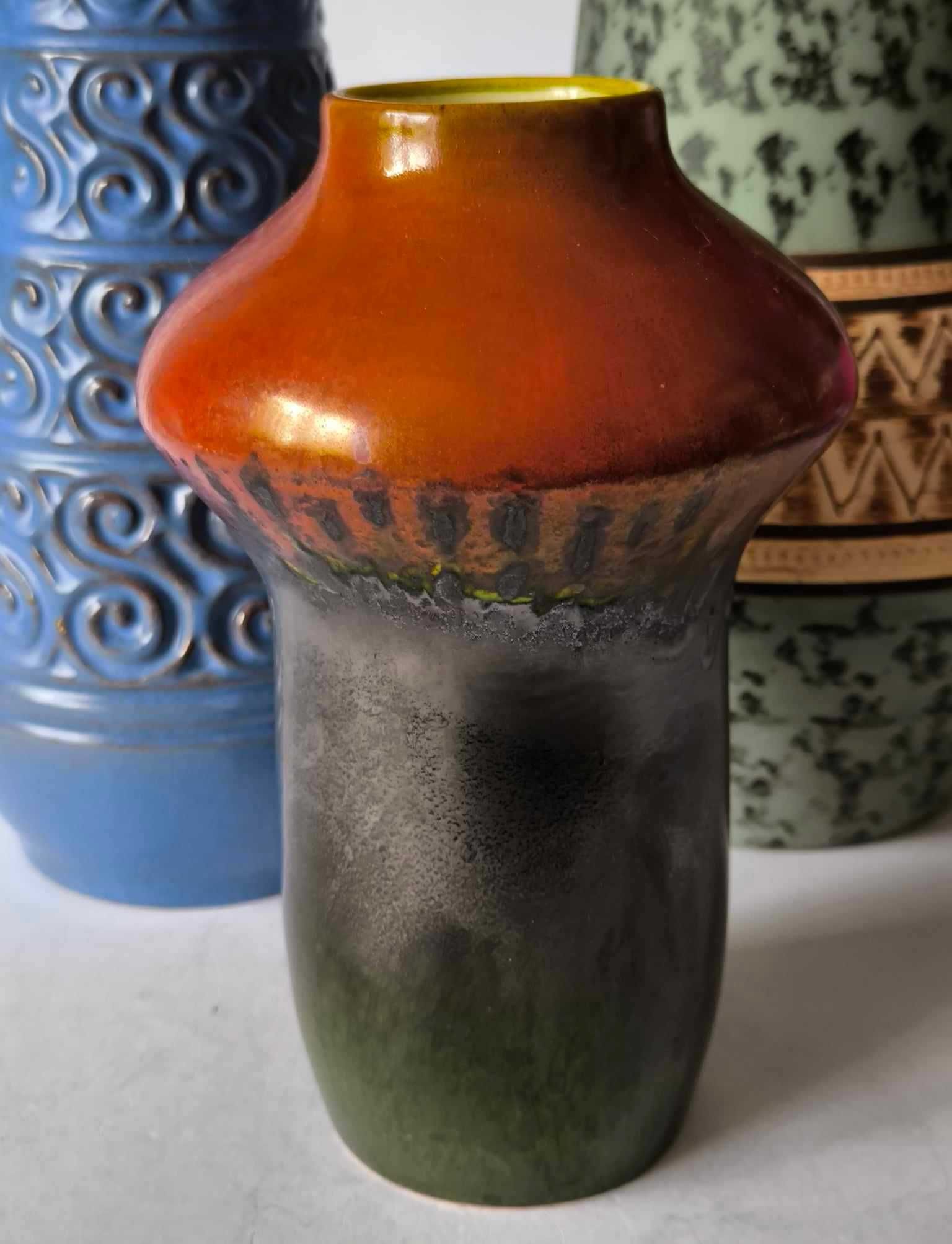 Stara ceramika pięknie szkliwiony wazon nierozpoznany Design Vintage