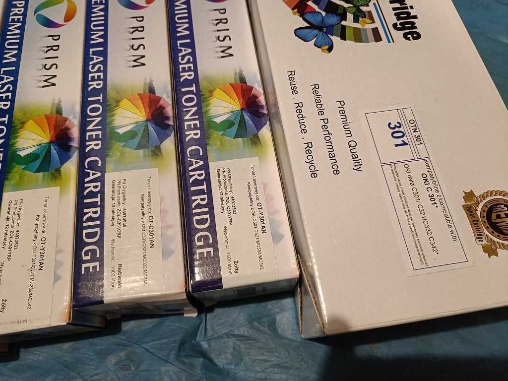 Tonery laserowe OKI 301 kolory zestaw C301DN C321DN MC342DN MC332DN