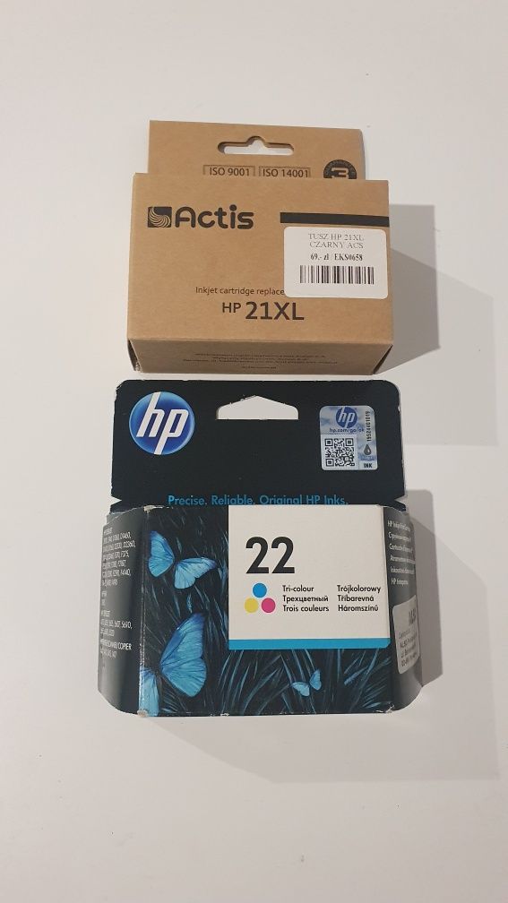 Tusz do drukarki HP 22 oryginał i HP 21 XL zamiennik