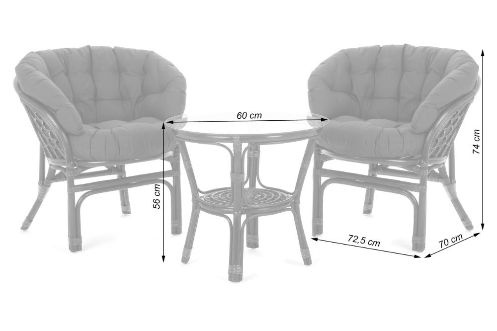 Meble rattanowe ogrodowe BAHAMA BROWN / BROWN 2+1