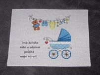 pamiątka metryczka dla dziecka haft krzyzykowy