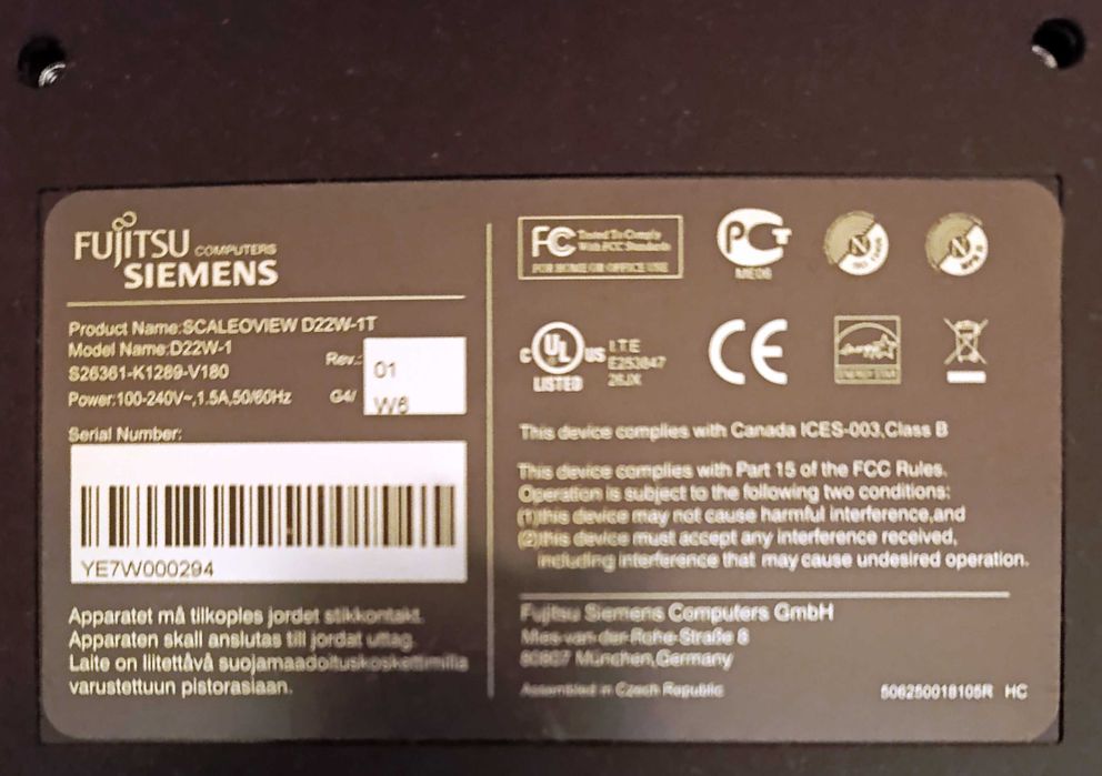 Монитор Fujitsu Simens  D22W-1 / 22"