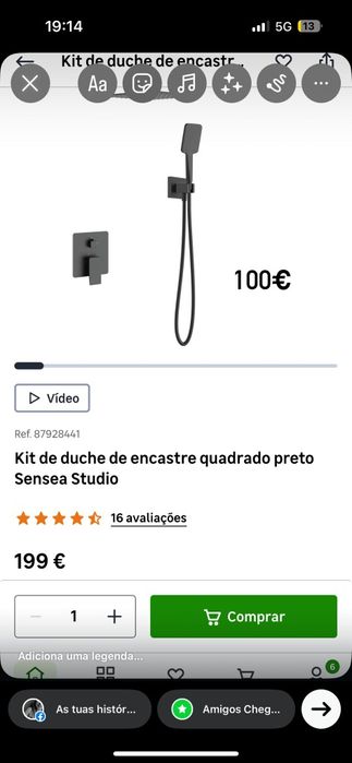 Chuveiro de Duche Interior - NOVO -