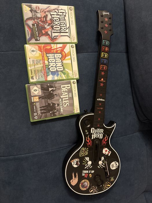 Gitara guitar hero xbox 360 gry rockband band hero beastles