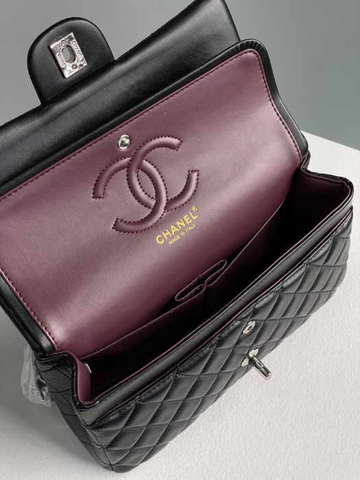 Сумка Chanel Classic 2.55 Medium Double Flap шкіра | чорна | срібло