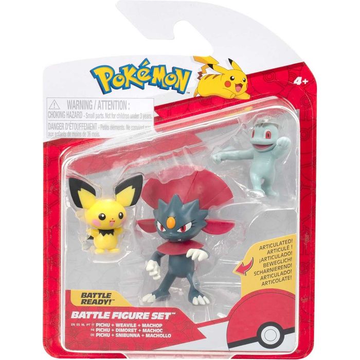 Pokemon Battle Figure Set 3-Pak Zestaw Figurek Pichu Weavile Machop