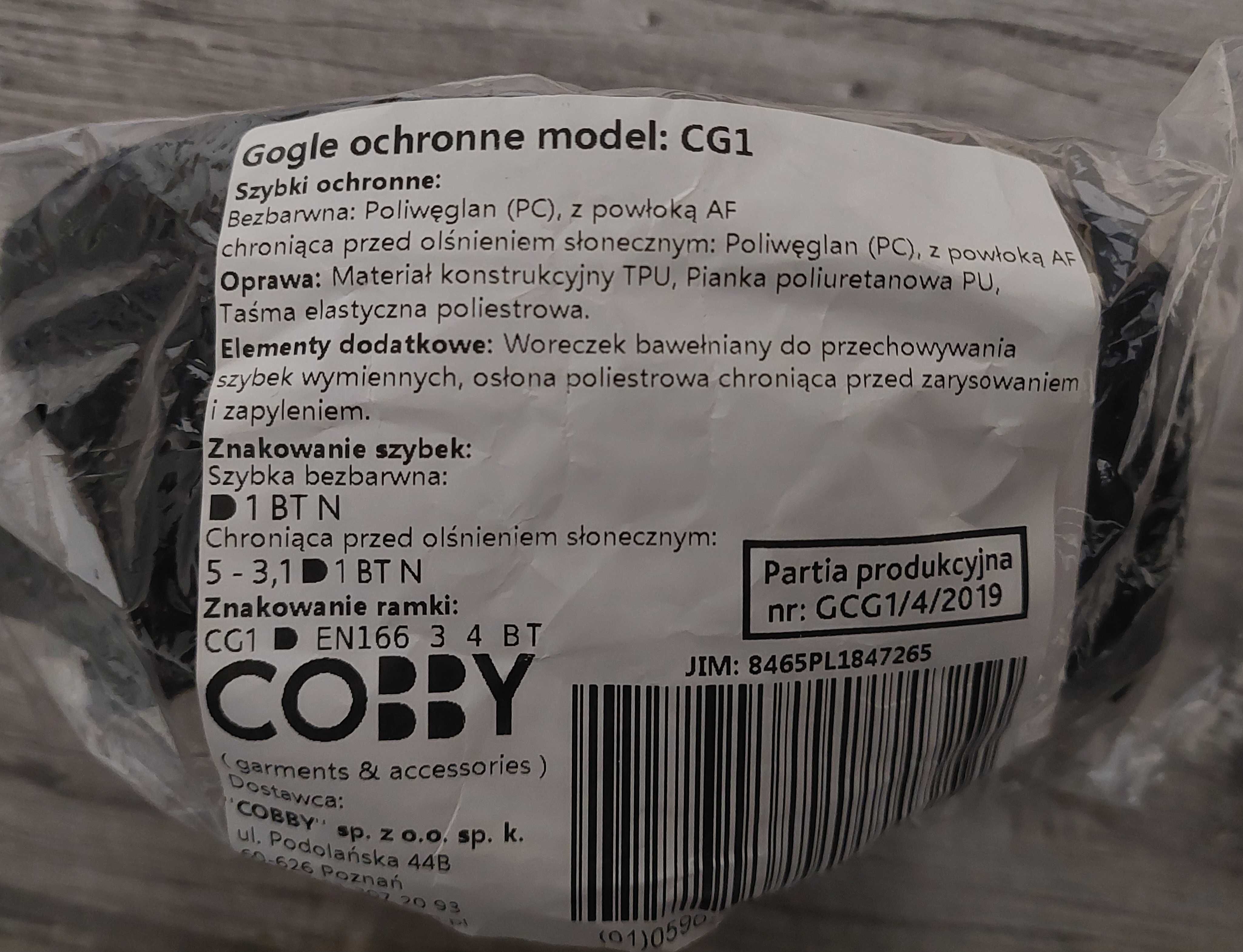 Gogle ochronne - wojskowe - model CG1 - nowe